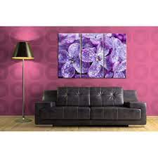 triptych wall art canvas print violet
