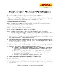 customs power of attorney dhl