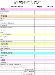 Printable Monthly Budget Template Fax Blank Household