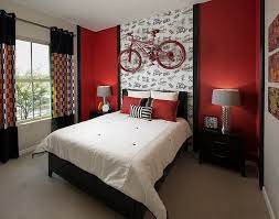 Red Black And White Interiors Living