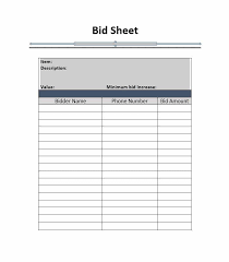 Silent Auction Bid Sheet Template Free Word Printable