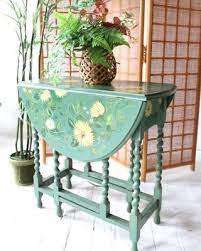 Hand Painted Wooden Drop Leaf Table