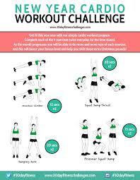 30 Day New Year Cardio Workout Challenge Chart Cardio