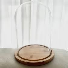 Large Glass Dome With Bamboo Base