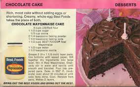 Chocolate Mayonnaise Cake Recipe From 1956 gambar png