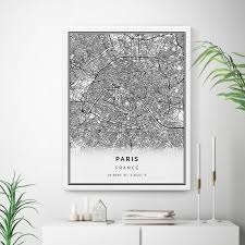 Paris Map Canvas Print City Maps Wall