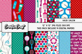 hair salon makeup digital papers