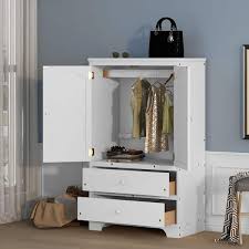urtr white wooden armoire 2 drawers 2