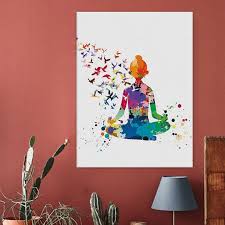 Yoga Poster Erfly Watercolor Canvas