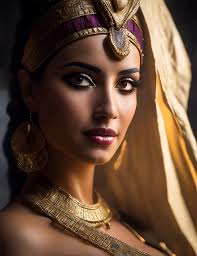 egyptian queen costume on dark background