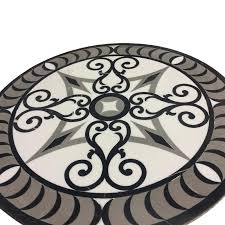 medallion tiles accent a room with an