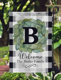 Initial House Flag Personalized Garden