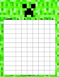 Printable Minecraft Chore Chart