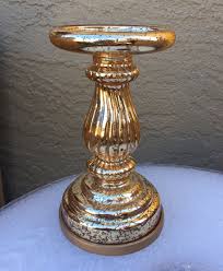 gold mercury glass pillar candle holder