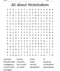 all about nickelodeon word search