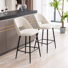 boucle fabric counter height bar stools