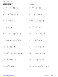 Math Worksheets Order Of Operations Or