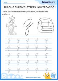 tracing cursive letters lowercase q