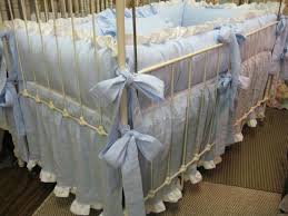 ruffled crib bedding in azure blue and