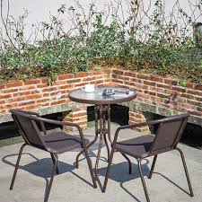 Outdoor Cafe Round Glass Table Stacking