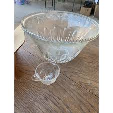 Vintage Cut Glass Punch Bowl 8 Cups