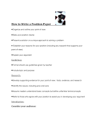 Tips for writing a good position paper with sample outline. How To Write A Position Paper