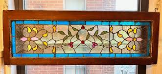 Vintage Stained Glass Window With Wood