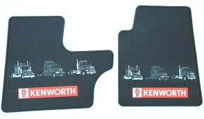 kenworth oem black rubber floor mats with logo for t300 t480 600 800 w900 c500 2008 up and pre 2004 models