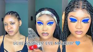 dramatic blue sultry smokey eye makeup