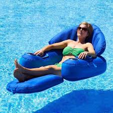 This ultimate floating lounger is a fabric covered inflatable chair with head, arm, and foot rests. Water Float Pool Lounger Inflatable Blue Leisure Lounge Chair Pool Lounger Pool Cover Pool Floats