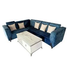 royal blue velvet l shape sofa set