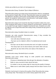 civil war reconstruction essay topics reconstruction dbq franklin hd image of calam o reconstruction essay excellent tips to make it effective theses dissertations and applied research projects civil war essay