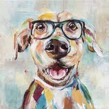 Dog With Glasses Canvas Wall Art 12x16