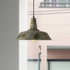 Farmhouse Pendant Light With Adjustable Cord 1 Light Metal Industrial Hanging Lamp In Green Takeluckhome Com
