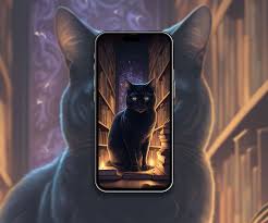 Black Cat In Library Wallpapers Black