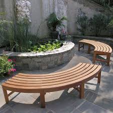 Curved Backless Teak Garden Benches