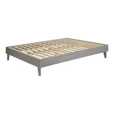 Solid Wood Queen Platform Bed Grey