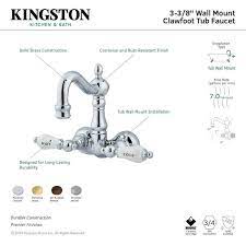 Kingston Brass Vintage 3 3 8 In 2 Handle Wall Mount Claw Foot Tub Faucet In Brushed Nickel