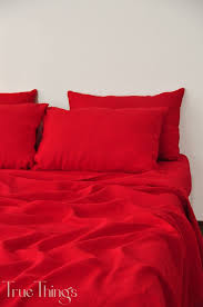 Scarlet Red Linen Sheet Set 1 Flat
