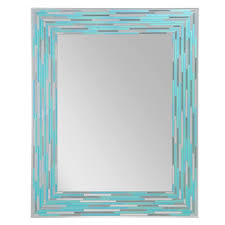 30 In L X 24 In W Reeded Sea Glass Wall Mirror