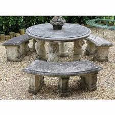 Stone Garden Bench Table Set