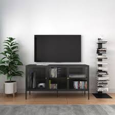 Black Metal Tv Stand With Glass