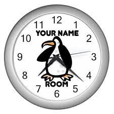 white personalized penguin wall clock