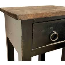 Besthom Shabby Chic Cottage 11 8 In Distressed Antique Black And Raftwood Brown Square Solid Wood End Table With 1 Drawer