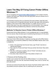 canon printer offline windows 7