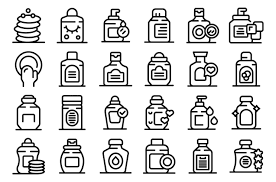micellar water icons set outline vector