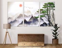 Japanese Mountain Wall Art Canvas