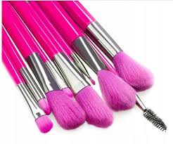 neon pink makeup brush set