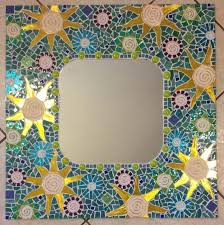 custom made mosaic mirror aqua large