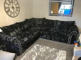 corner sofa double crushed velvet black